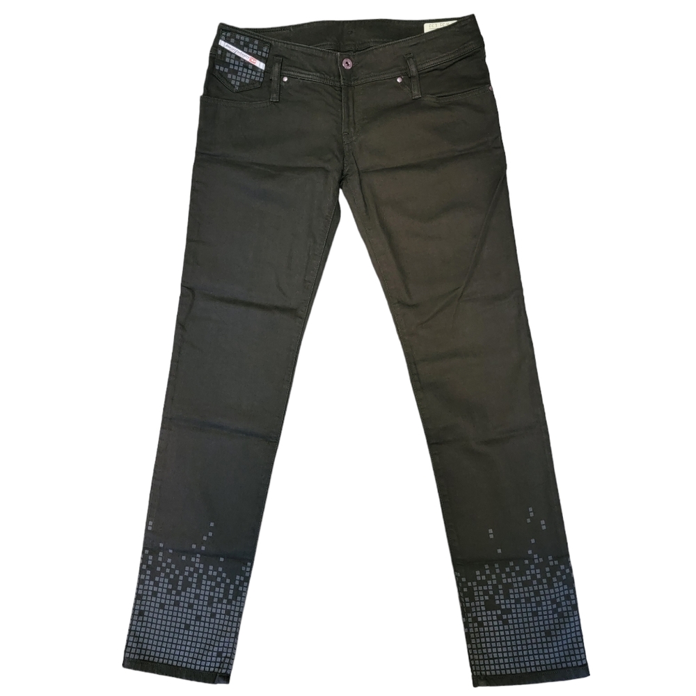 Diesel Matic L.32 Straight Jeans Pixels Squares Low Rise 008H9 Stretch Black 31